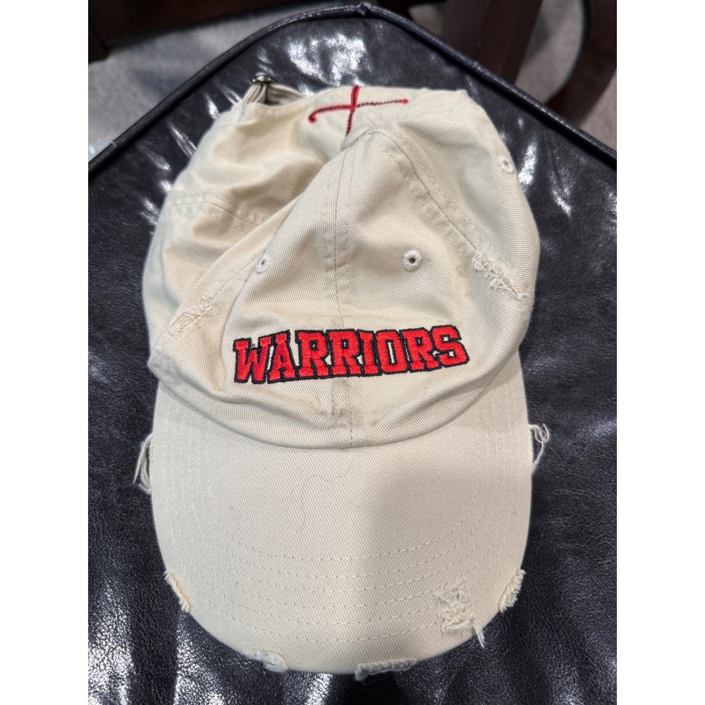 District Warriors Distressed Dad Hat Tan Red‎ Field Hockey Embroidery Cap OSFM